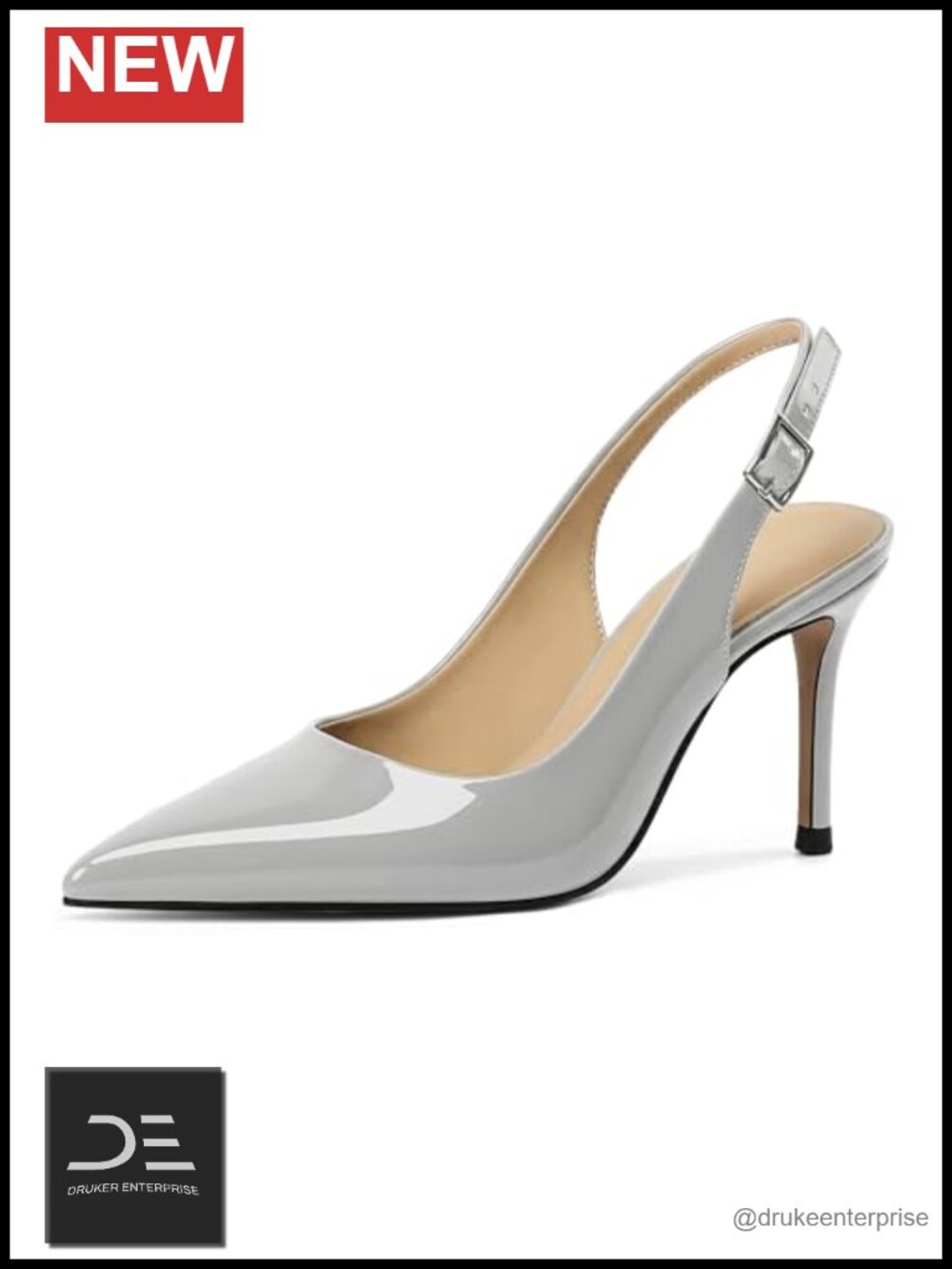 Women's Pointed Toe Slingback Pumps Stiletto High Heels Buckle Strap Party Prom